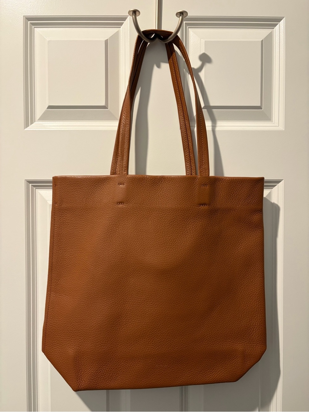 Cuyana Tall Large Leather Tote Bag in Cognac Brown - Picture 13 of 13